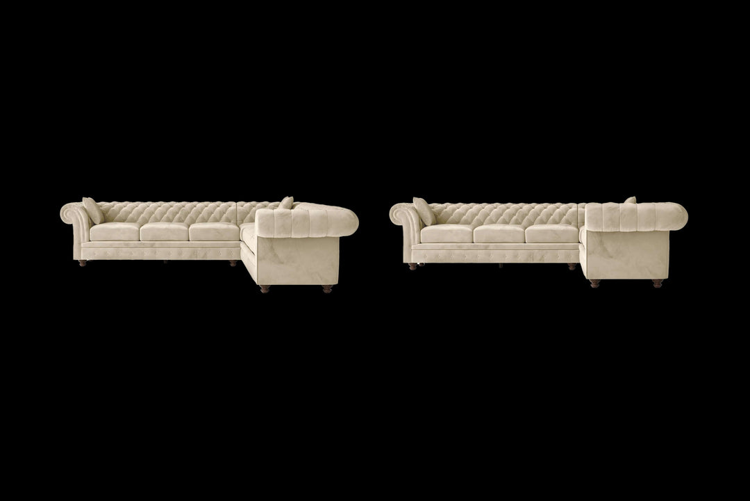 LIVELUSSO Corner Sofa Pesaro 6 Seater Corner Sofa Cream Velvet