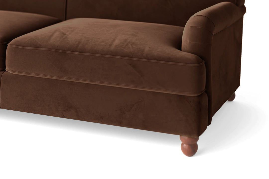 LIVELUSSO Sofa Pisa 3 Seater Sofa Coffee Brown Velvet