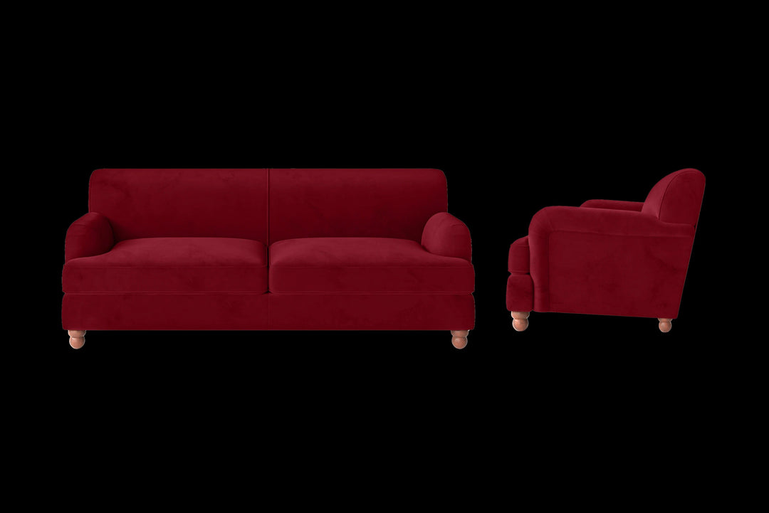 LIVELUSSO Sofa Pisa 3 Seater Sofa Red Velvet