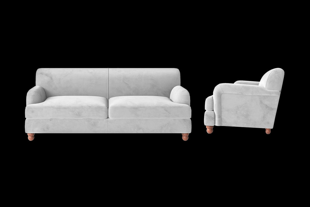 LIVELUSSO Sofa Pisa 3 Seater Sofa White Velvet