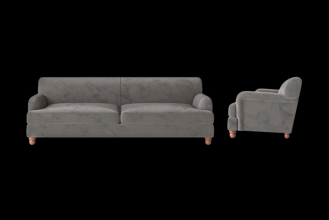 LIVELUSSO Sofa Pisa 4 Seater Sofa Grey Velvet