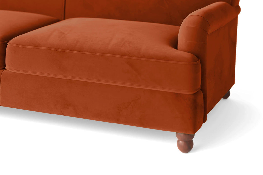 LIVELUSSO Sofa Pisa 4 Seater Sofa Orange Velvet