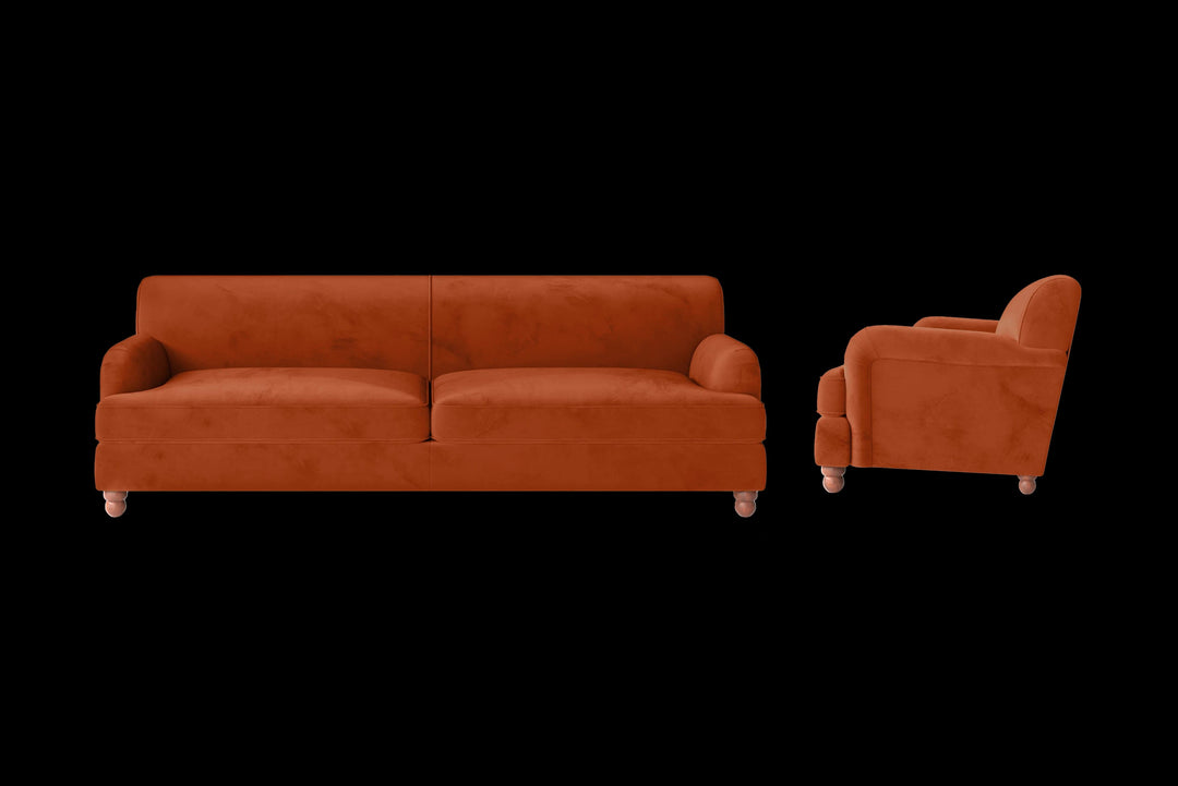 LIVELUSSO Sofa Pisa 4 Seater Sofa Orange Velvet