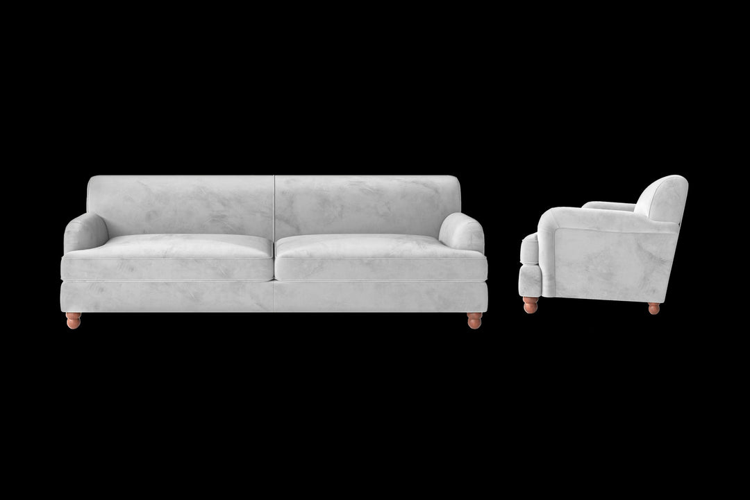 LIVELUSSO Sofa Pisa 4 Seater Sofa White Velvet