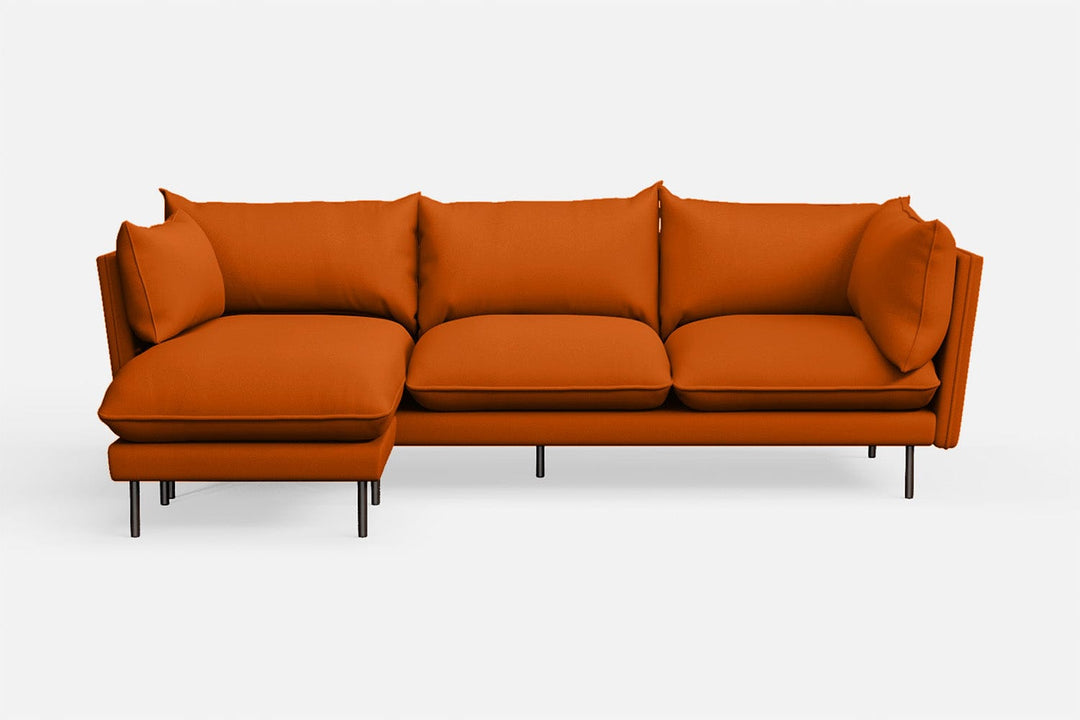 LIVELUSSO Chaise Lounge Sofa Pistoia 3 Seater Left Hand Facing Chaise Lounge Corner Sofa Orange Leather