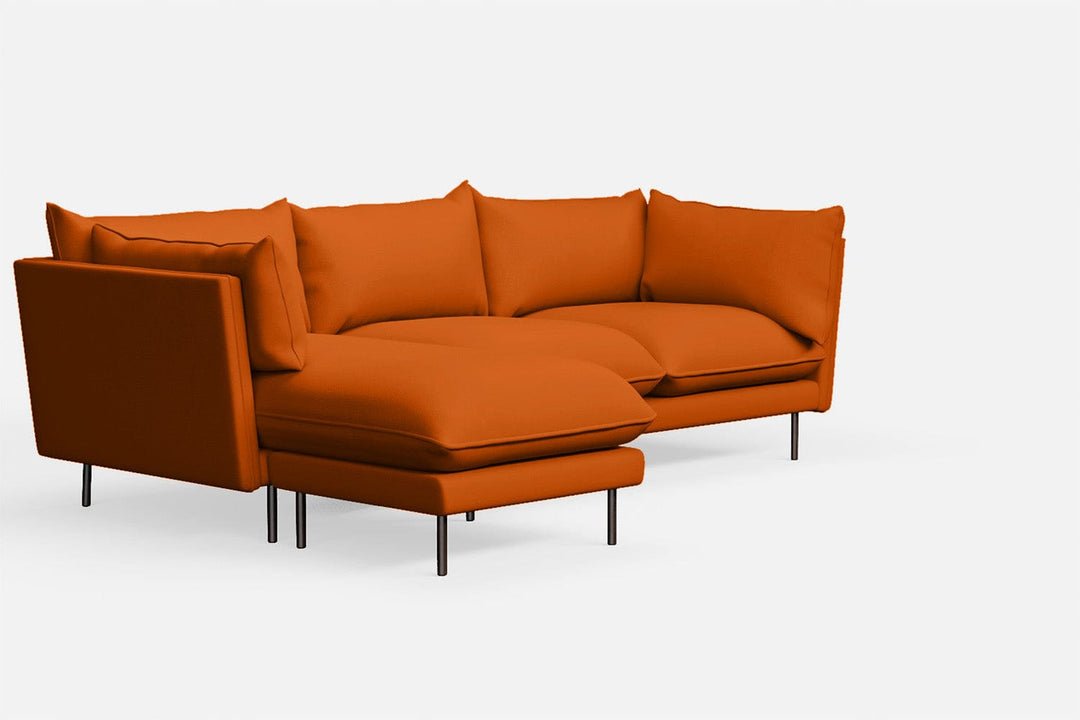 LIVELUSSO Chaise Lounge Sofa Pistoia 3 Seater Left Hand Facing Chaise Lounge Corner Sofa Orange Leather