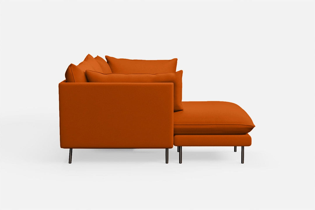 LIVELUSSO Chaise Lounge Sofa Pistoia 3 Seater Left Hand Facing Chaise Lounge Corner Sofa Orange Leather