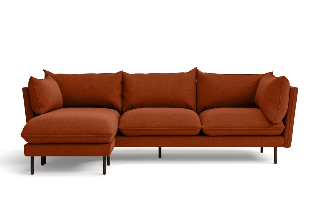 LIVELUSSO Chaise Lounge Sofa Pistoia 3 Seater Left Hand Facing Chaise Lounge Corner Sofa Orange Linen Fabric