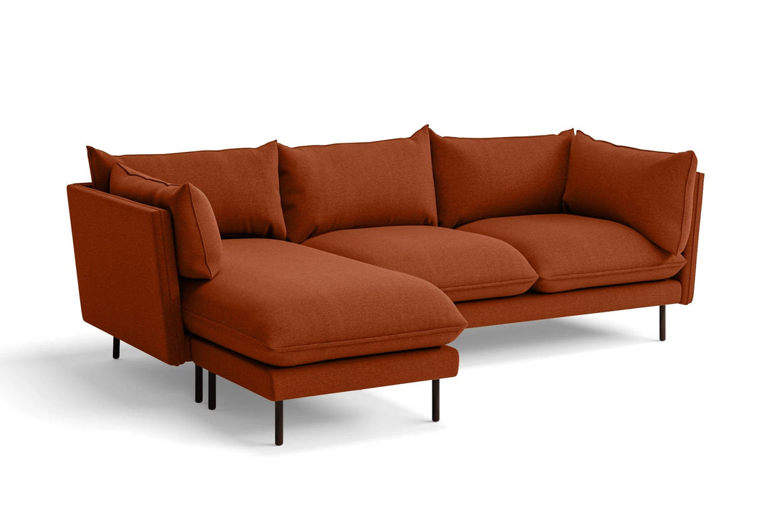 LIVELUSSO Chaise Lounge Sofa Pistoia 3 Seater Left Hand Facing Chaise Lounge Corner Sofa Orange Linen Fabric