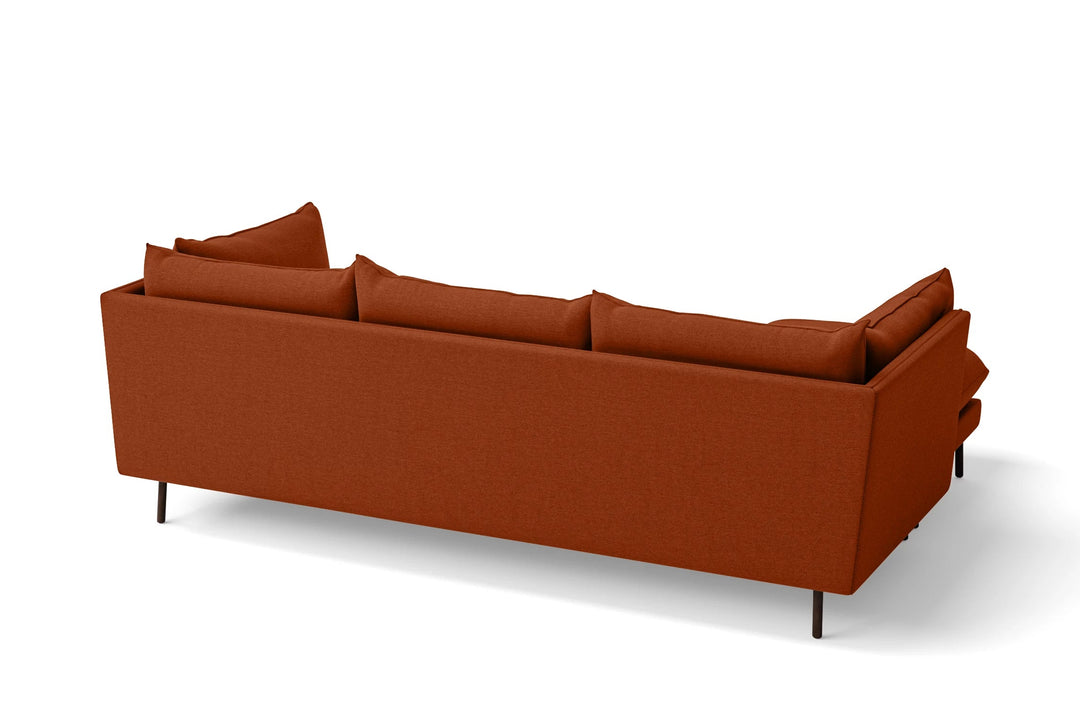 LIVELUSSO Chaise Lounge Sofa Pistoia 3 Seater Left Hand Facing Chaise Lounge Corner Sofa Orange Linen Fabric