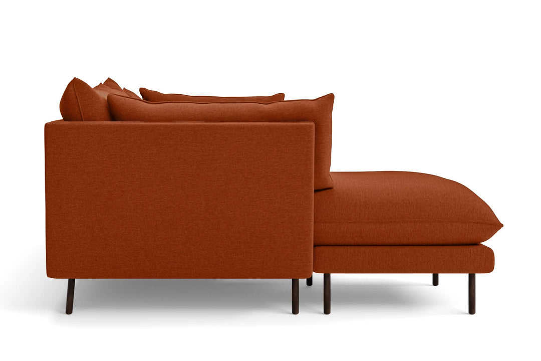 LIVELUSSO Chaise Lounge Sofa Pistoia 3 Seater Left Hand Facing Chaise Lounge Corner Sofa Orange Linen Fabric