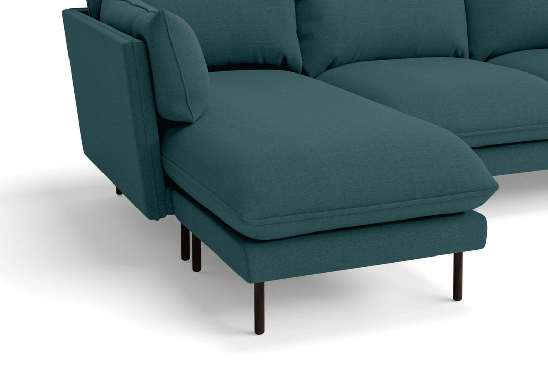 LIVELUSSO Chaise Lounge Sofa Pistoia 3 Seater Left Hand Facing Chaise Lounge Corner Sofa Teal Linen Fabric