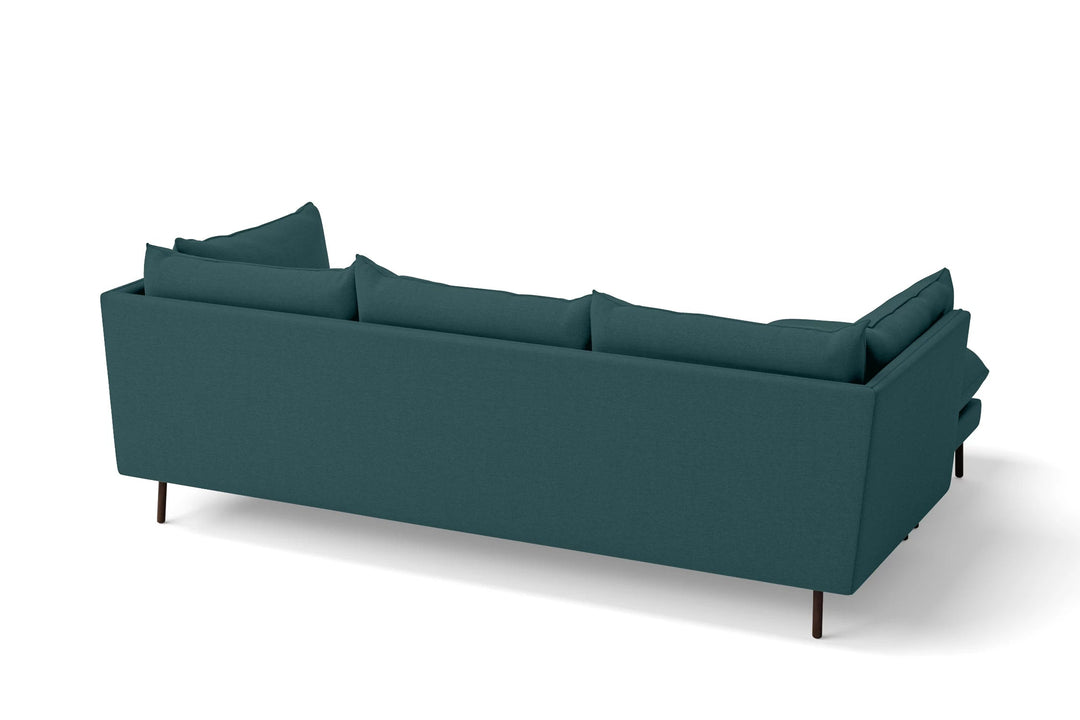 LIVELUSSO Chaise Lounge Sofa Pistoia 3 Seater Left Hand Facing Chaise Lounge Corner Sofa Teal Linen Fabric