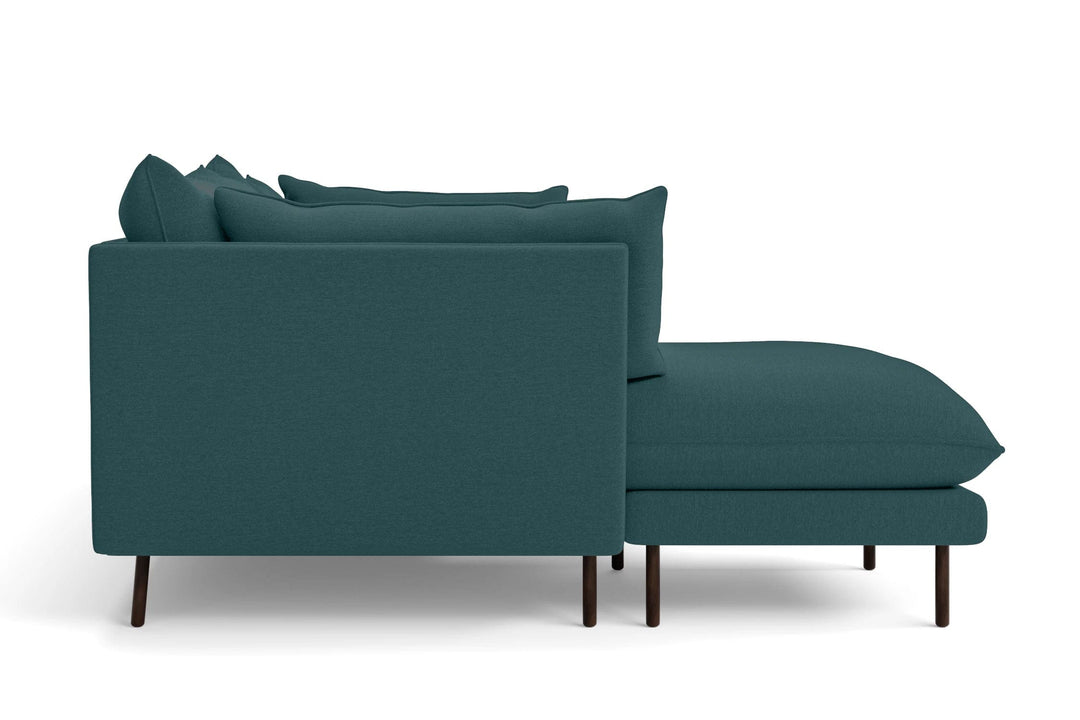 LIVELUSSO Chaise Lounge Sofa Pistoia 3 Seater Left Hand Facing Chaise Lounge Corner Sofa Teal Linen Fabric