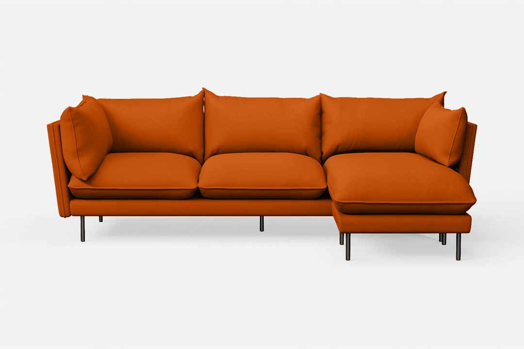 LIVELUSSO Chaise Lounge Sofa Pistoia 3 Seater Right Hand Facing Chaise Lounge Corner Sofa Orange Leather