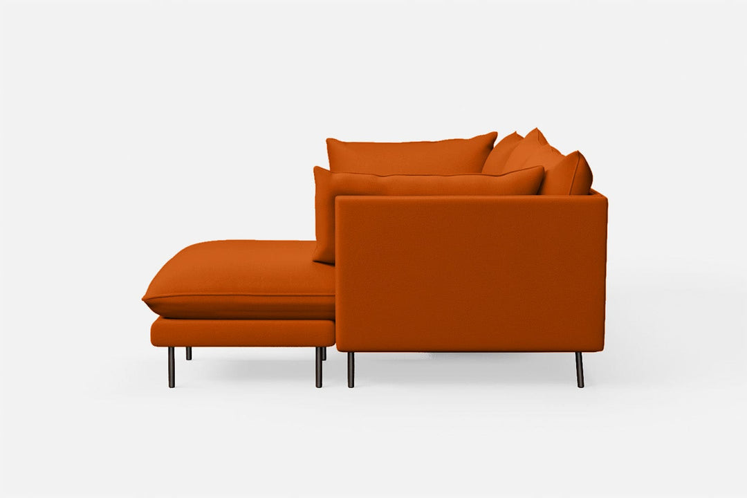 LIVELUSSO Chaise Lounge Sofa Pistoia 3 Seater Right Hand Facing Chaise Lounge Corner Sofa Orange Leather