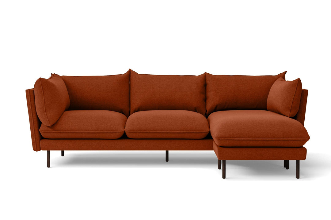 LIVELUSSO Chaise Lounge Sofa Pistoia 3 Seater Right Hand Facing Chaise Lounge Corner Sofa Orange Linen Fabric