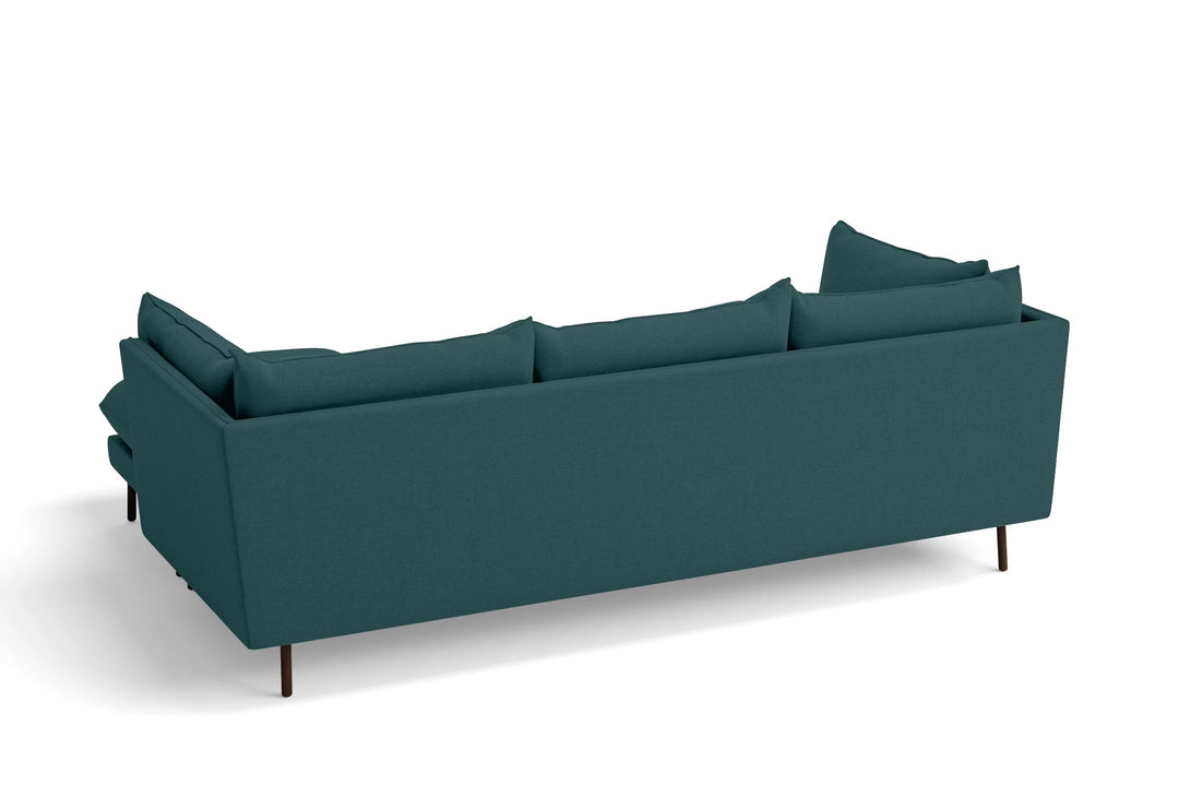 LIVELUSSO Chaise Lounge Sofa Pistoia 3 Seater Right Hand Facing Chaise Lounge Corner Sofa Teal Linen Fabric