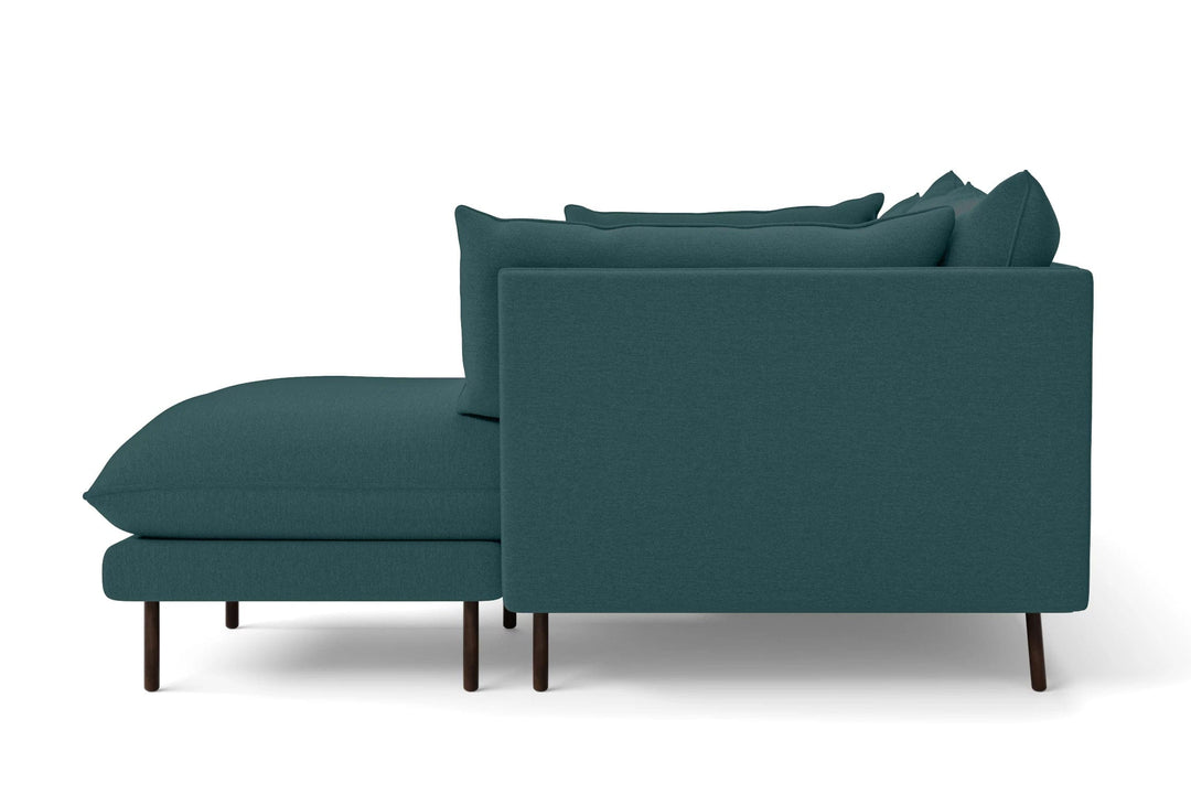 LIVELUSSO Chaise Lounge Sofa Pistoia 3 Seater Right Hand Facing Chaise Lounge Corner Sofa Teal Linen Fabric