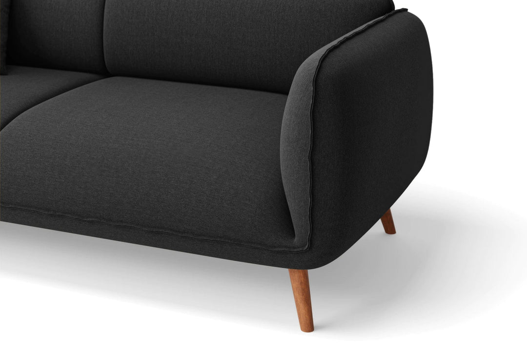 LIVELUSSO Sofa Pomezia 3 Seater Sofa Black Linen Fabric