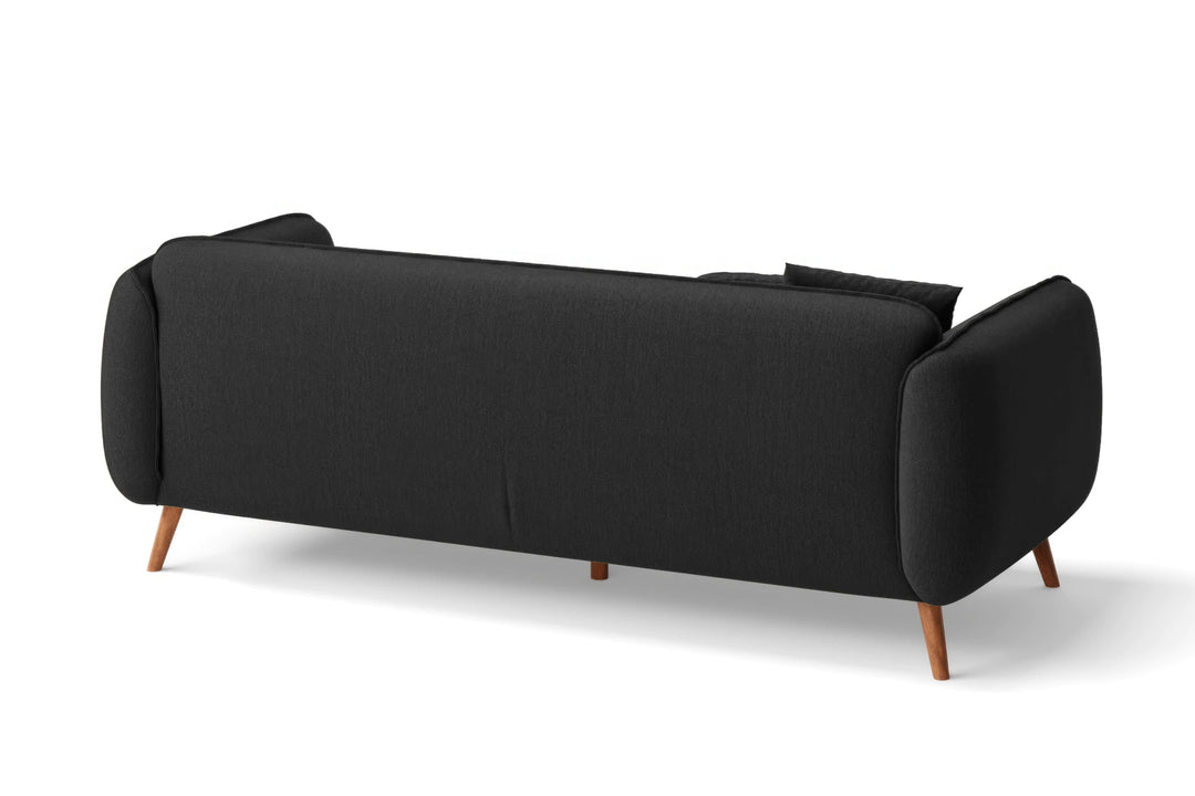 LIVELUSSO Sofa Pomezia 3 Seater Sofa Black Linen Fabric