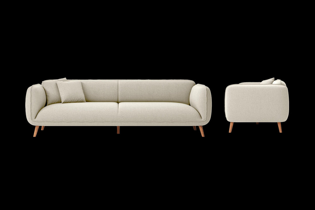LIVELUSSO Sofa Pomezia 4 Seater Sofa Cream Linen Fabric