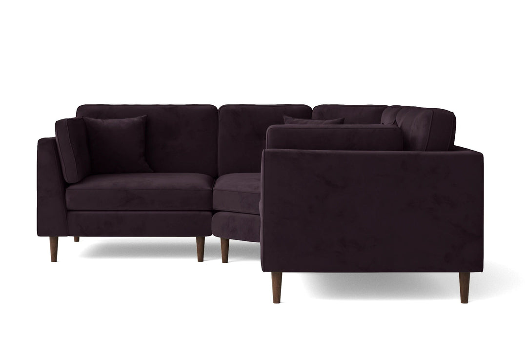 LIVELUSSO Corner Sofa Ragusa 3 Seater Corner Sofa Purple Velvet