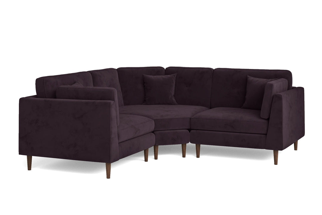 LIVELUSSO Corner Sofa Ragusa 3 Seater Corner Sofa Purple Velvet