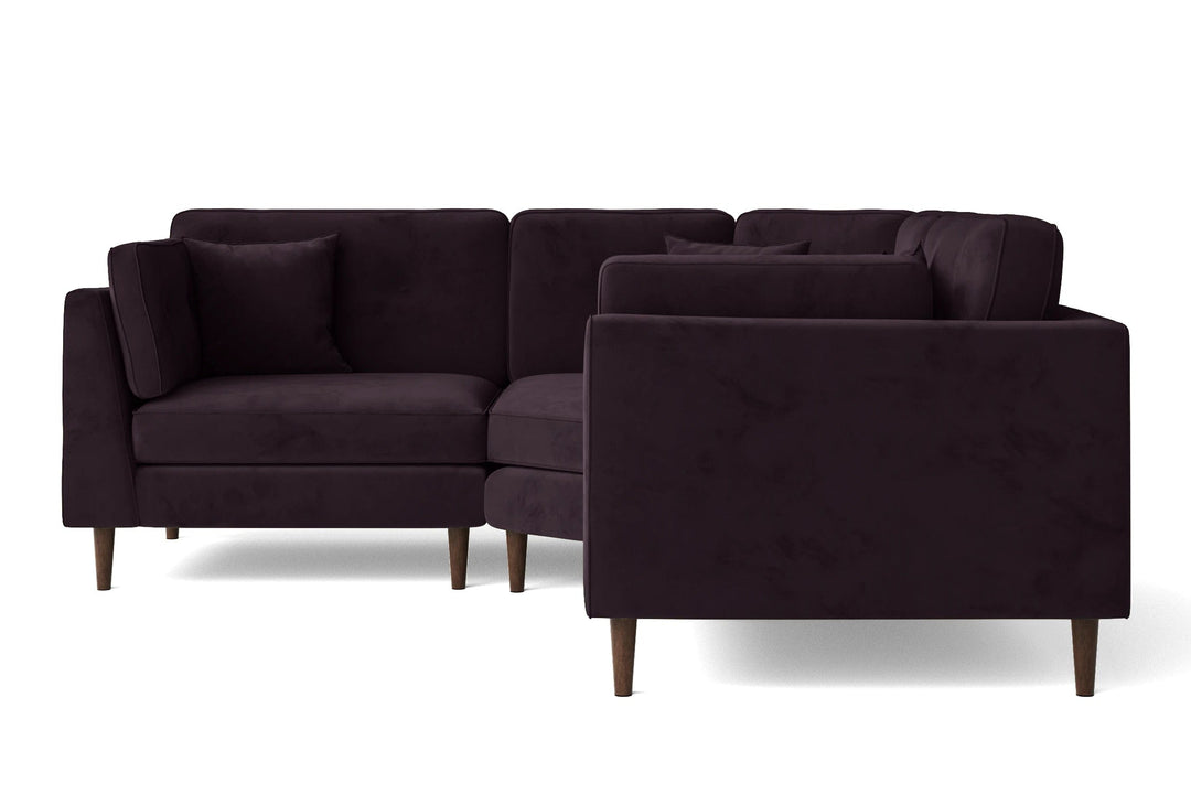 LIVELUSSO Corner Sofa Ragusa 3 Seater Corner Sofa Purple Velvet