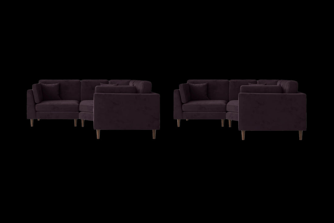 LIVELUSSO Corner Sofa Ragusa 3 Seater Corner Sofa Purple Velvet