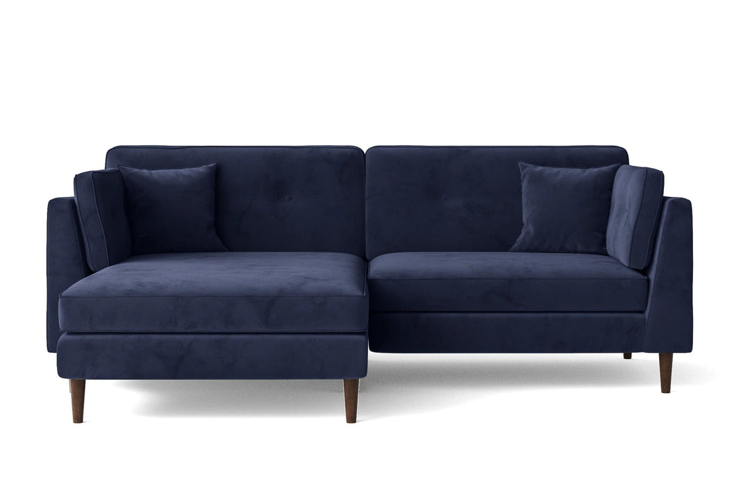 LIVELUSSO Chaise Lounge Sofa Ragusa 3 Seater Left Hand Facing Chaise Lounge Corner Sofa Dark Blue Velvet