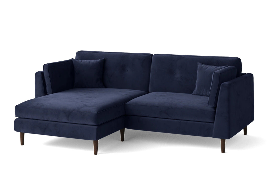 LIVELUSSO Chaise Lounge Sofa Ragusa 3 Seater Left Hand Facing Chaise Lounge Corner Sofa Dark Blue Velvet