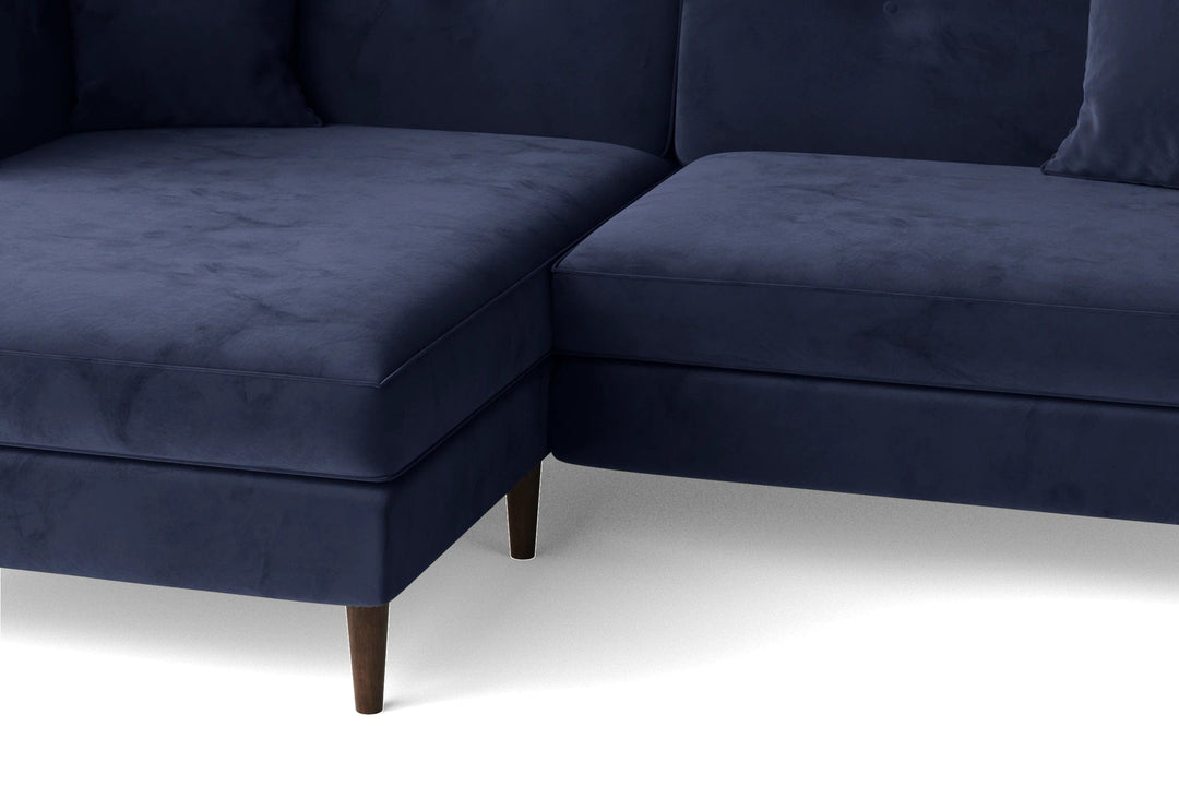 LIVELUSSO Chaise Lounge Sofa Ragusa 3 Seater Left Hand Facing Chaise Lounge Corner Sofa Dark Blue Velvet