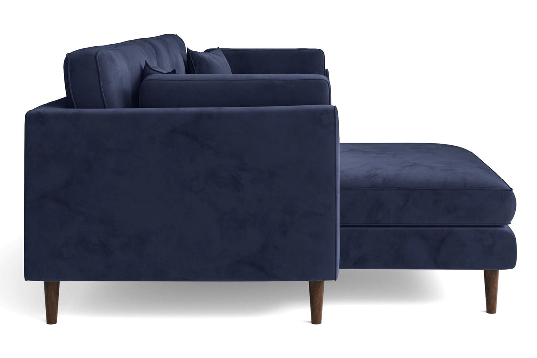 LIVELUSSO Chaise Lounge Sofa Ragusa 3 Seater Left Hand Facing Chaise Lounge Corner Sofa Dark Blue Velvet