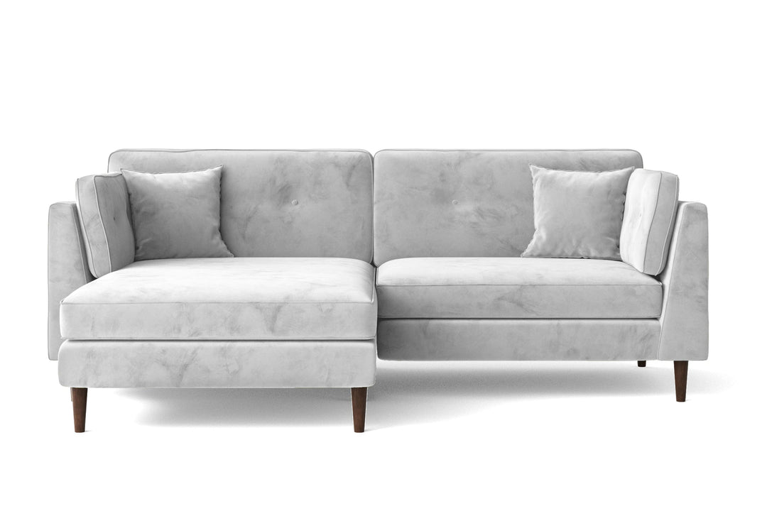 LIVELUSSO Chaise Lounge Sofa Ragusa 3 Seater Left Hand Facing Chaise Lounge Corner Sofa White Velvet