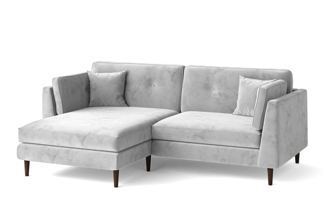 LIVELUSSO Chaise Lounge Sofa Ragusa 3 Seater Left Hand Facing Chaise Lounge Corner Sofa White Velvet