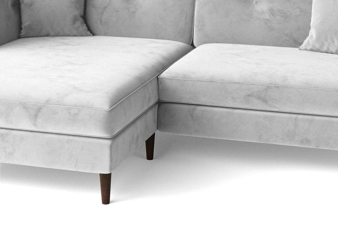 LIVELUSSO Chaise Lounge Sofa Ragusa 3 Seater Left Hand Facing Chaise Lounge Corner Sofa White Velvet