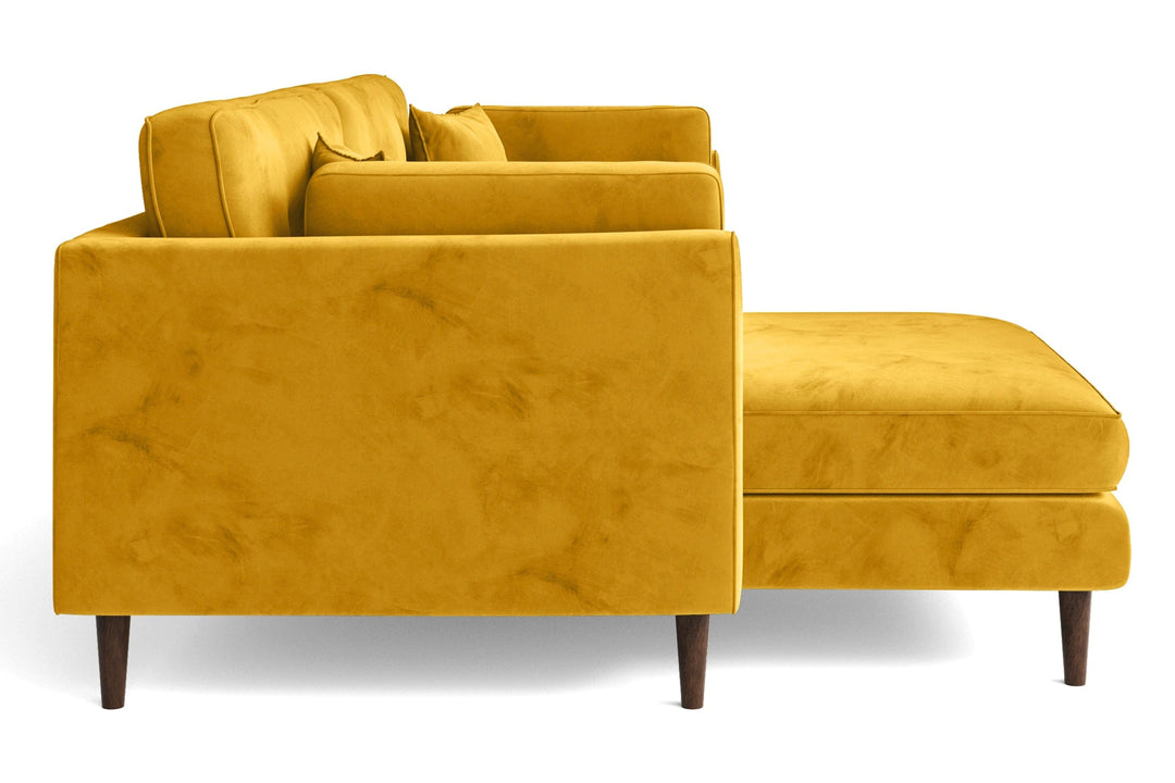 LIVELUSSO Chaise Lounge Sofa Ragusa 3 Seater Left Hand Facing Chaise Lounge Corner Sofa Yellow Velvet