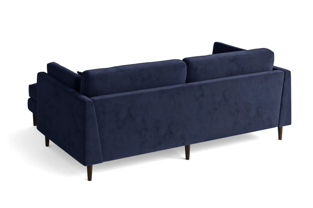 LIVELUSSO Chaise Lounge Sofa Ragusa 3 Seater Right Hand Facing Chaise Lounge Corner Sofa Dark Blue Velvet