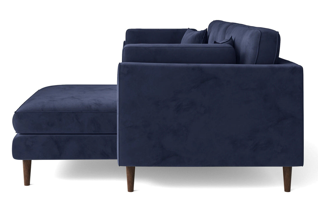 LIVELUSSO Chaise Lounge Sofa Ragusa 3 Seater Right Hand Facing Chaise Lounge Corner Sofa Dark Blue Velvet