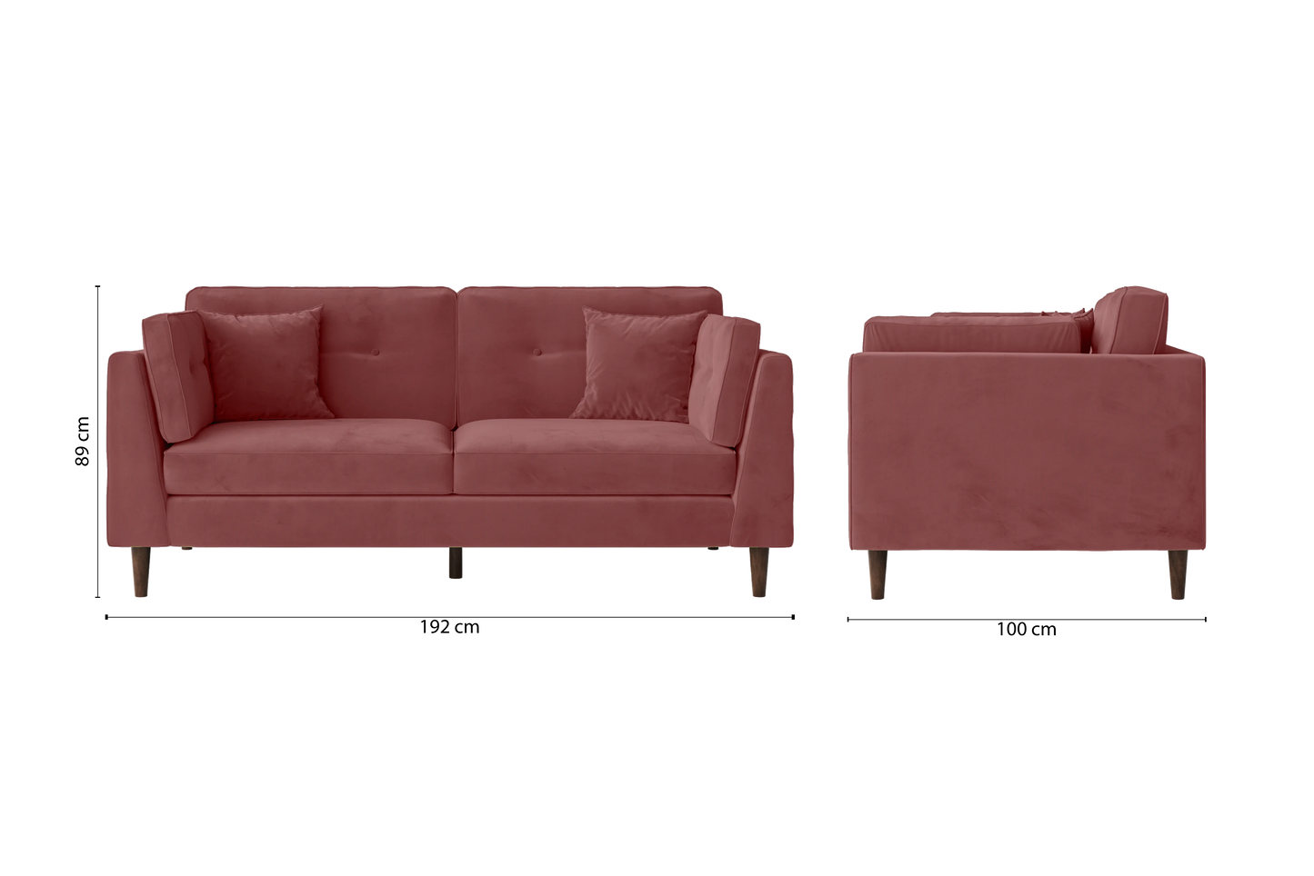 Ragusa 3 Seater Sofa Pink Velvet