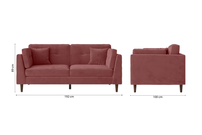 Ragusa 3 Seater Sofa Pink Velvet