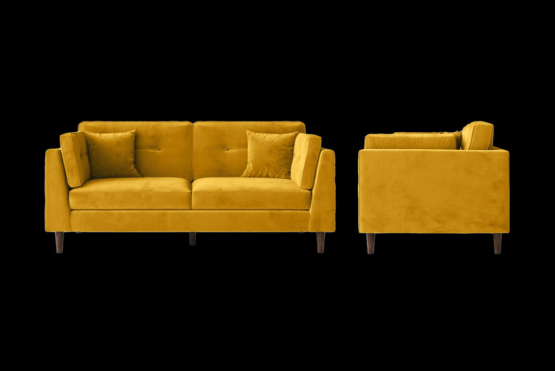 LIVELUSSO Sofa Ragusa 3 Seater Sofa Yellow Velvet