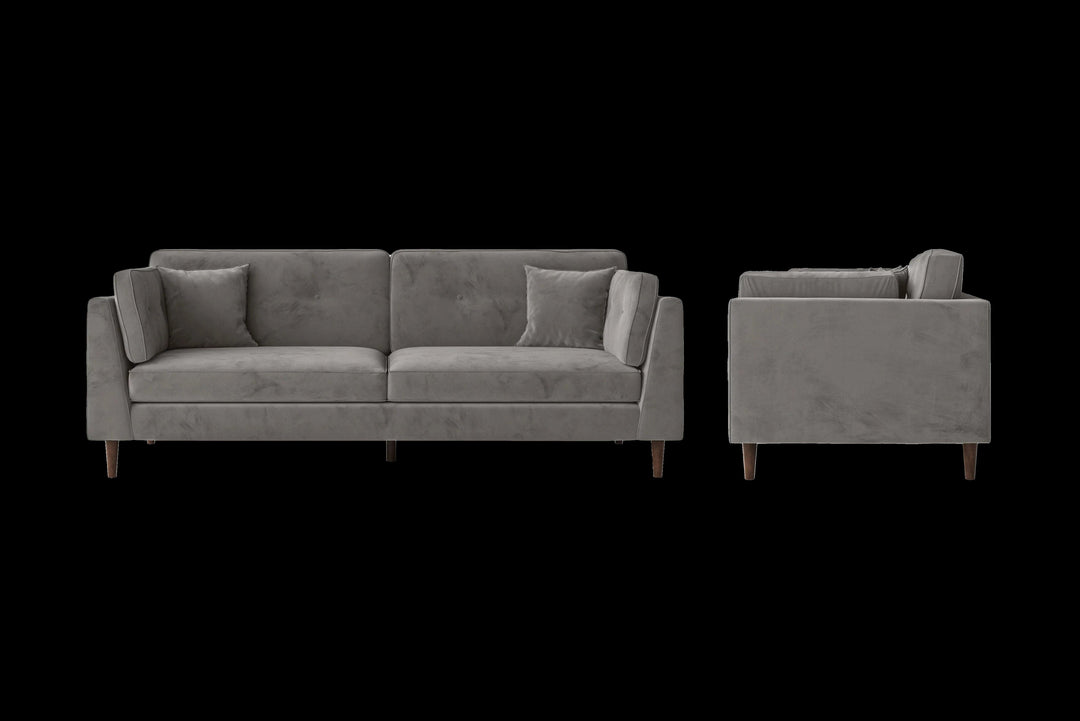 LIVELUSSO Sofa Ragusa 4 Seater Sofa Grey Velvet