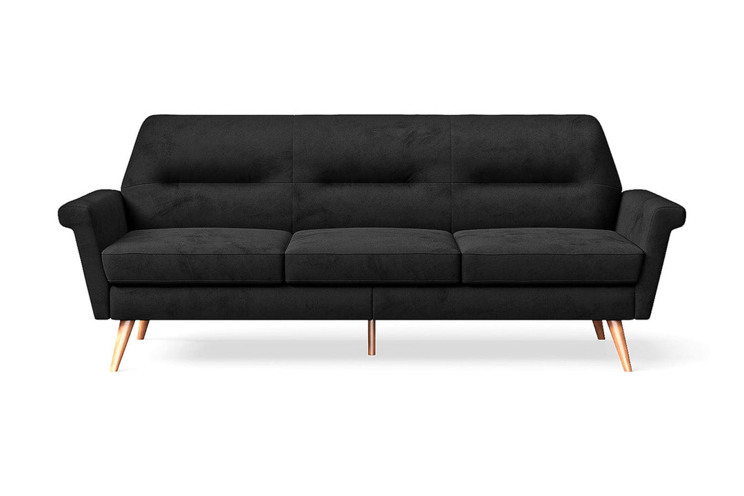 LIVELUSSO Sofa Ravenna 3 Seater Sofa Black Velvet