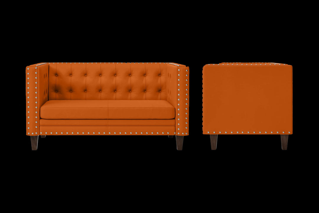 LIVELUSSO Sofa Rovigo 2 Seater Sofa Orange Leather