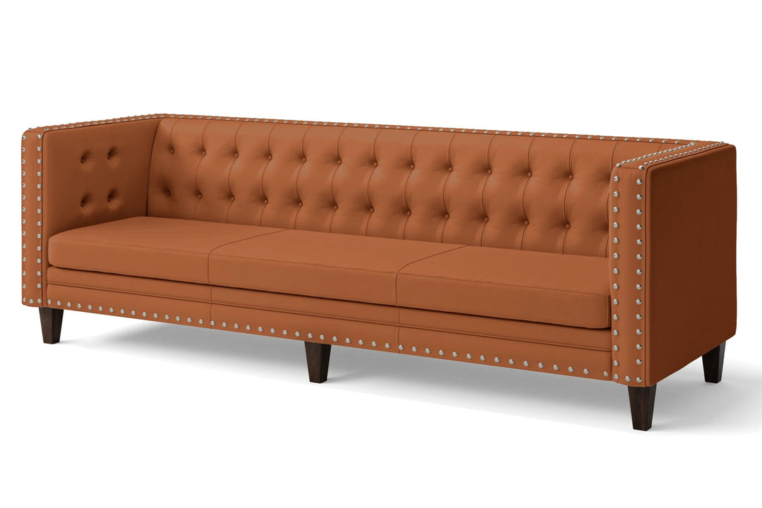 LIVELUSSO Sofa Rovigo 4 Seater Sofa Tan Brown Leather