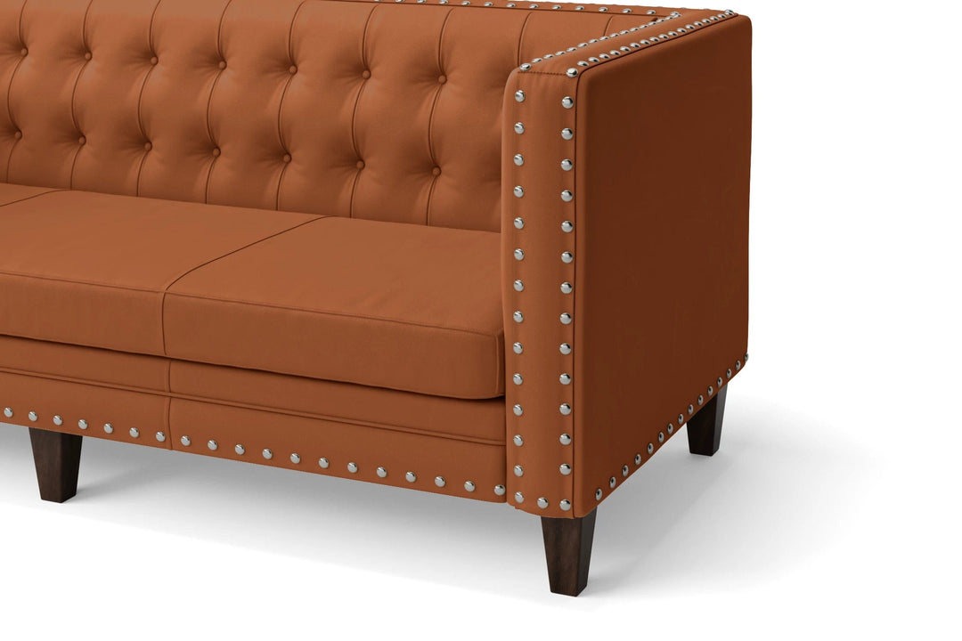 LIVELUSSO Sofa Rovigo 4 Seater Sofa Tan Brown Leather