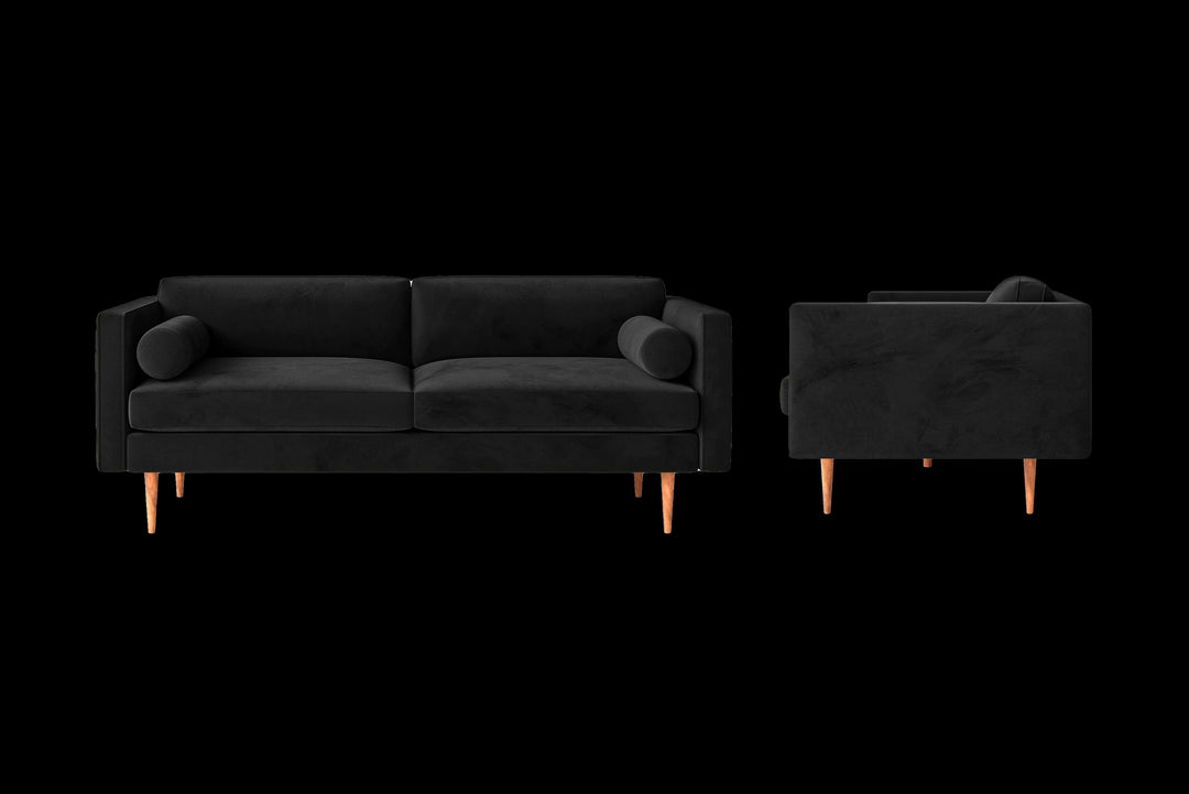 LIVELUSSO Sofa Salerno 2 Seater Sofa Black Velvet