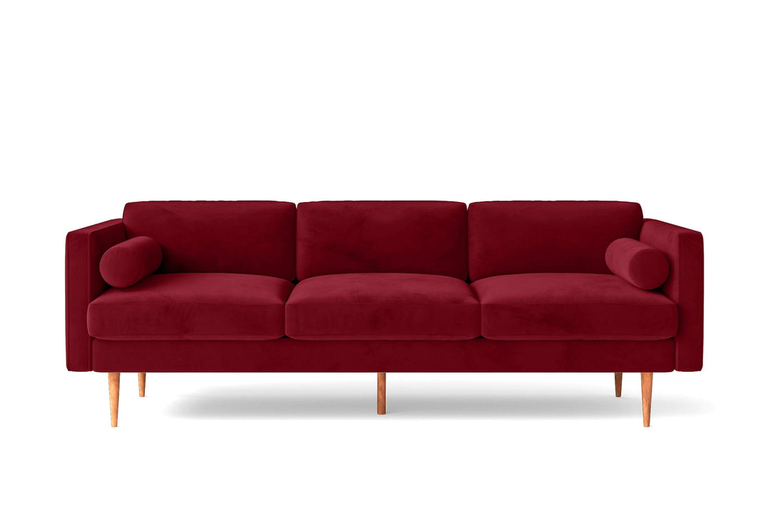 LIVELUSSO Sofa Salerno 3 Seater Sofa Red Velvet